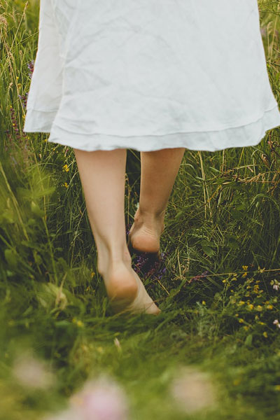 barefoot on grass