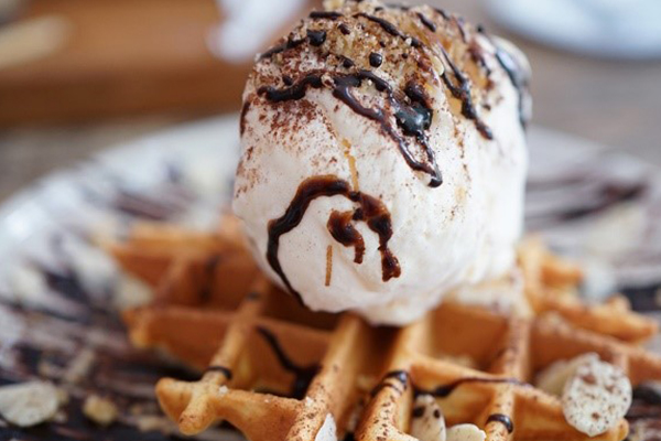 waffle and ice cream